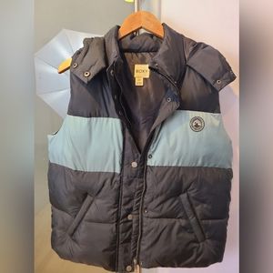 New Roxy Black Blue Hooded Puff Vest, XL